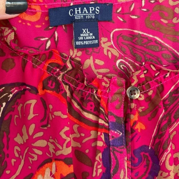 CHAPS Women's Sheer Vibrant Colored Valentine's Day Blouse Size XL - Picture 2 of 4